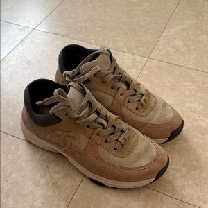 CHANEL women’s Beige and Black Sneakers
